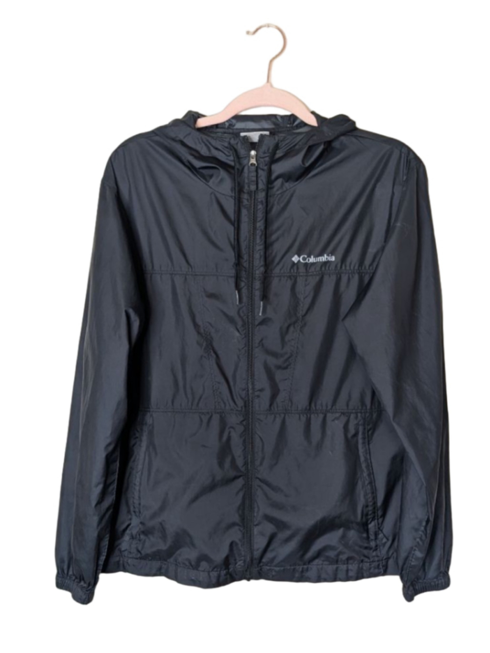 Women's Columbia Black Hooded Windbreaker Jacket M